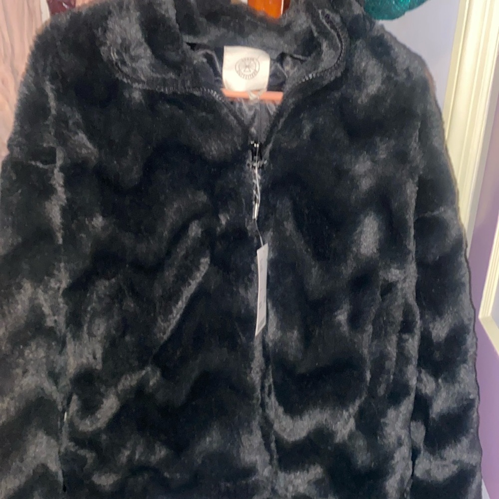 Urban outfitters faux fur black jacket. So soft! NWT, size L